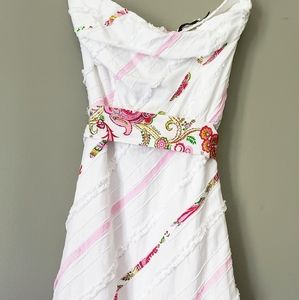 Ruby Rox Paisley Floral Linen Strapless Dress